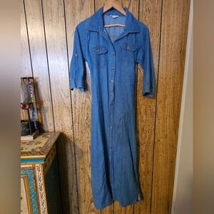 KINGS ROAD Vintage 90's Belted Denim Dress - Small